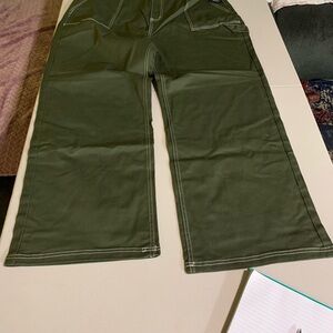 American Bazi Olive Wide Leg Pants